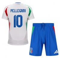 Echipament fotbal Italia Lorenzo Pellegrini #10 Tricou Deplasare European 2024 pentru copii maneca scurta (+ Pantaloni scurti)